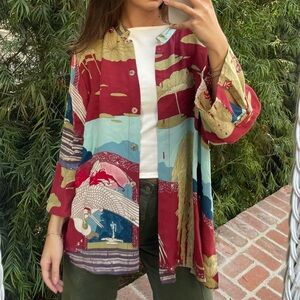 Citron Santa Marcia vintage Phoenix in red Silk Blend Kimono sz 2X